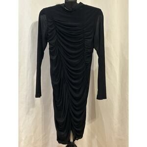 NWT Circus NY Black Ruched Long Sleeve Mesh Dress Women's size XL